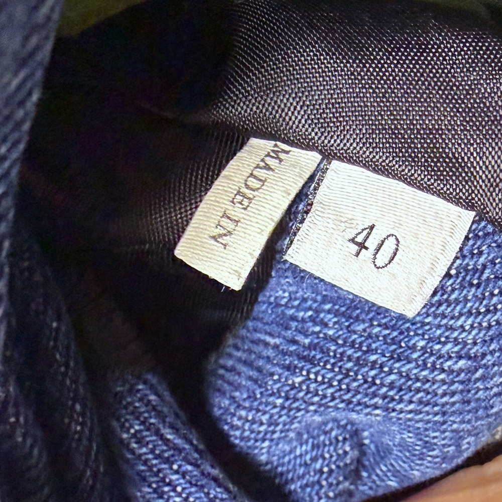 SANDRO Denim Jacket Leather Collar Cropped Button Front Blue Sz 40 FR / 8 US - Picture 15 of 16